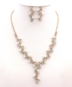 Rhinestone Necklace Set  NB300628 GOLD CL